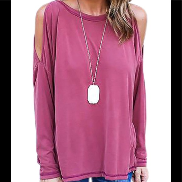 Beautiful women cold shoulder long sleeve shirt - Picture 5 of 5